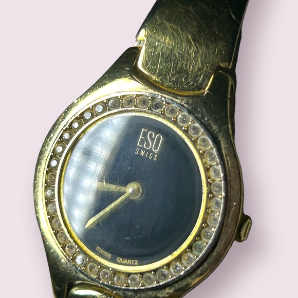 ESQ Movado Watch Gold Tone Swarovski Crystals - Picture 4 of 4